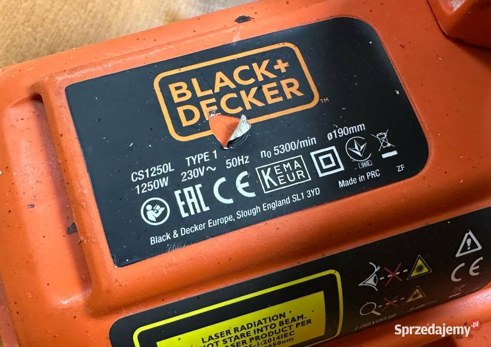 BlackDecker Pilarka tarczowa CS1250L 1250W Piły tarczowe Elbląg