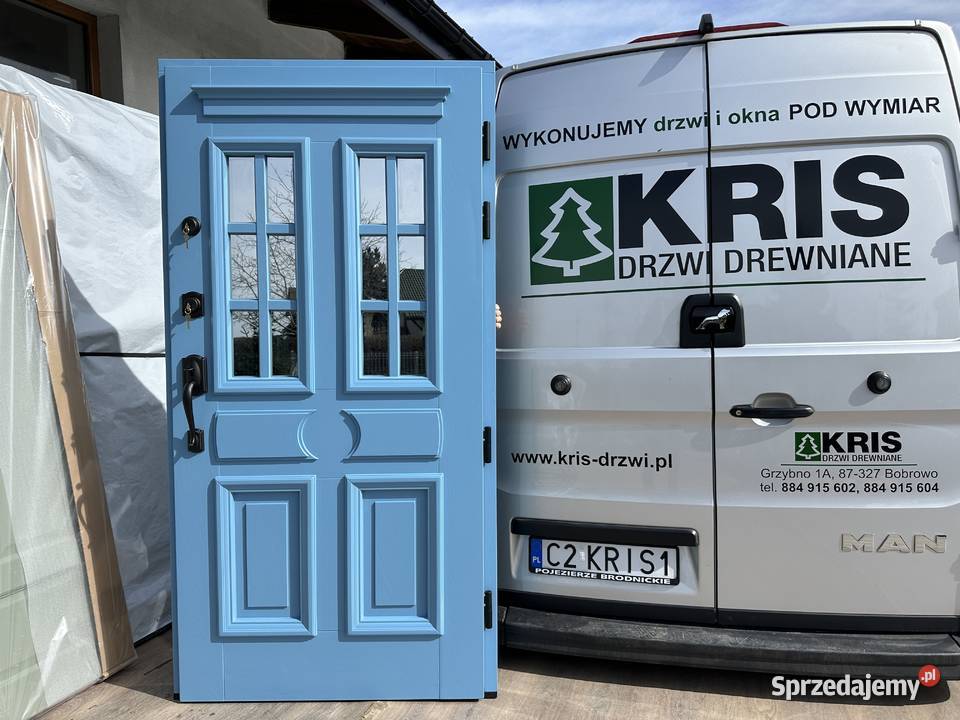 Drzwi zewnętrzne RĘKI drewniane Amerykańskie z kujawsko-pomorskie Grzybno