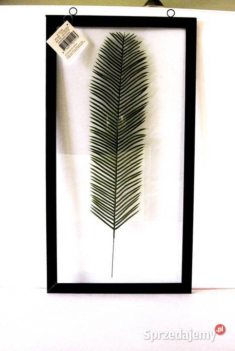 Ramka duża metal szkło z liściem z tworzywa nowa Bełchatów