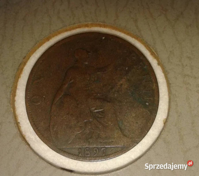 Moneta One Penny pens 1897 Anglia Częstochowa sprzedam