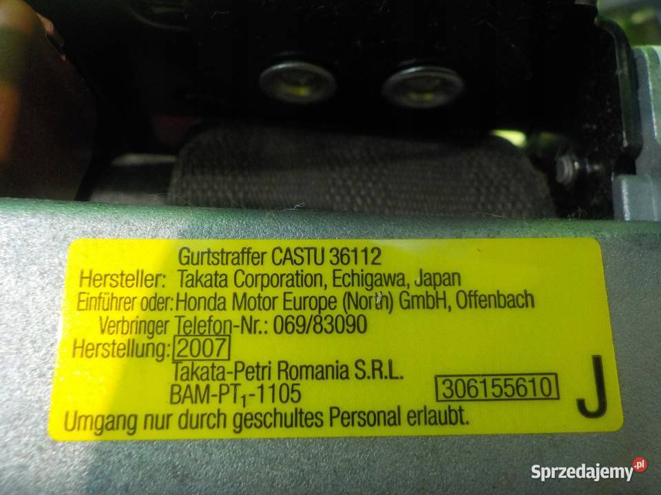 VOLVO V60 I S60 II 11r pas bezpieczenstwa prawy Suków sprzedam