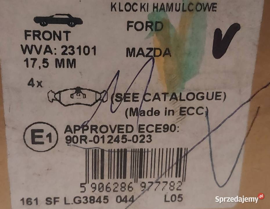 KLOCKI HAMULCOWE PRZÓD FORD FIESTA III IV V KA Mielęcin