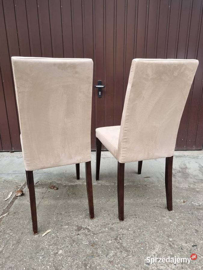 Krzesło tapicerowane welur beżowe stan odbiór Płock