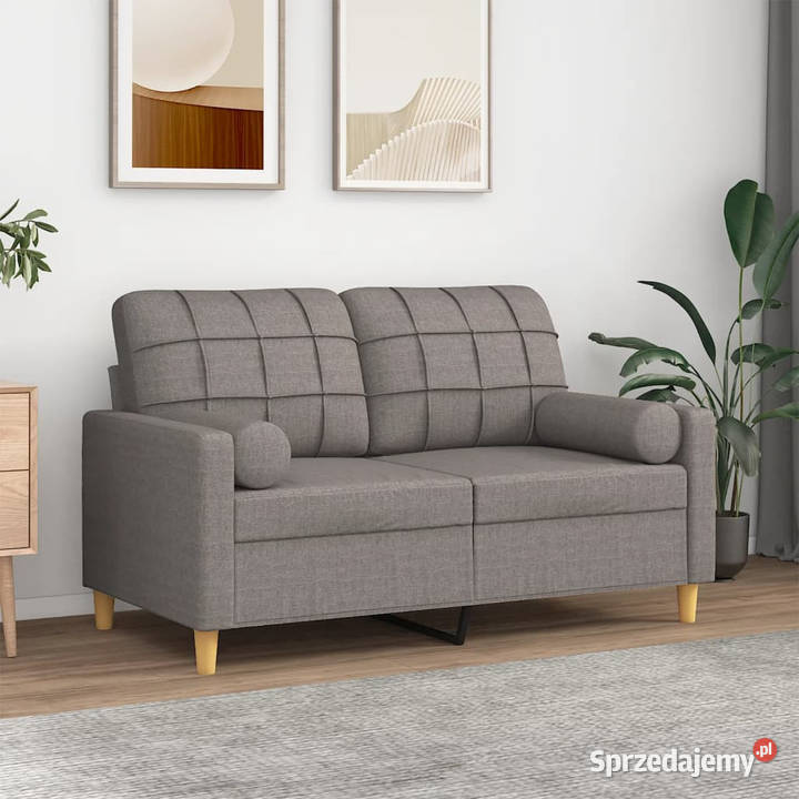 2osobowa sofa z poduszkami taupe 120 tkanina Sofy i kanapy