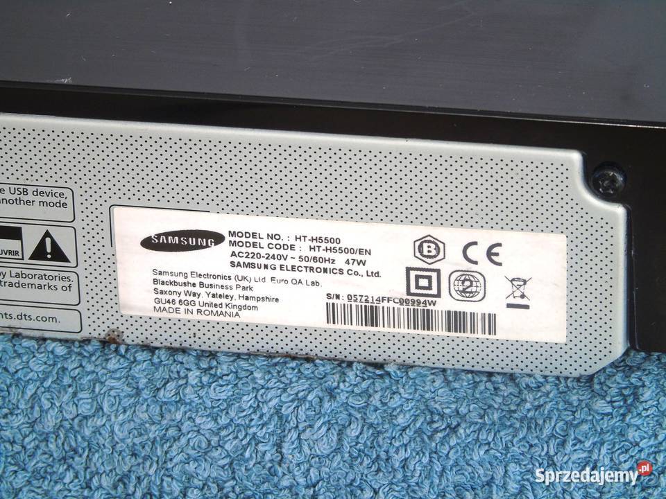 Kino domowe Samsung HTH5500 pil kol USB BT CD Jasło