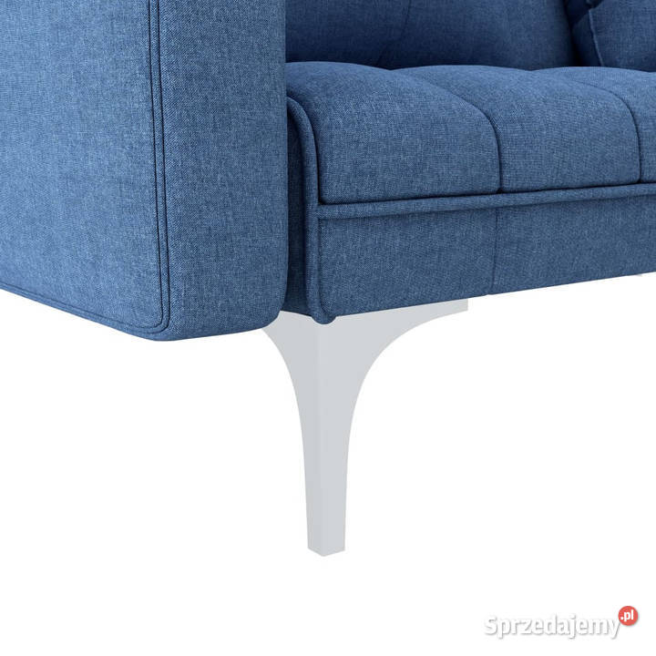 Sofa rozkładana niebieska tapicerowana tkaniną