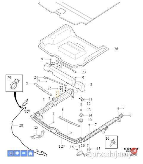 VOLVO XC60 II wspornik podlogi bagaznika lewy Bielany Wrocławskie