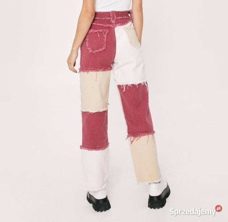 NASTY GAL dżinsy z prostymi nogawkami patchwork wielkopolskie Kalisz