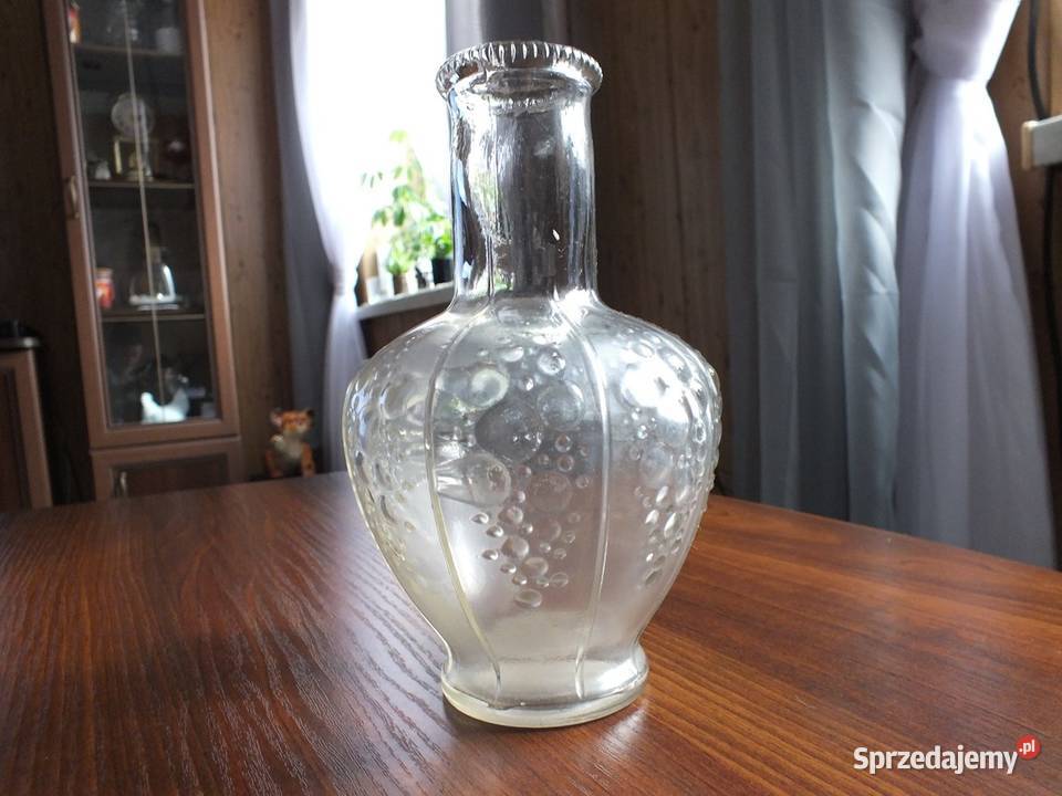 Piękna stara karafka butelka ozdobne szkło z lat 70-tych