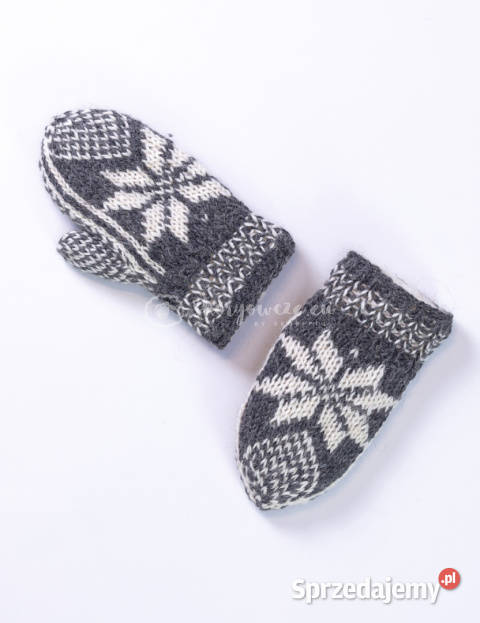 Jednopalczaste grube rękawiczki wełniane gwiazdy Szaflary