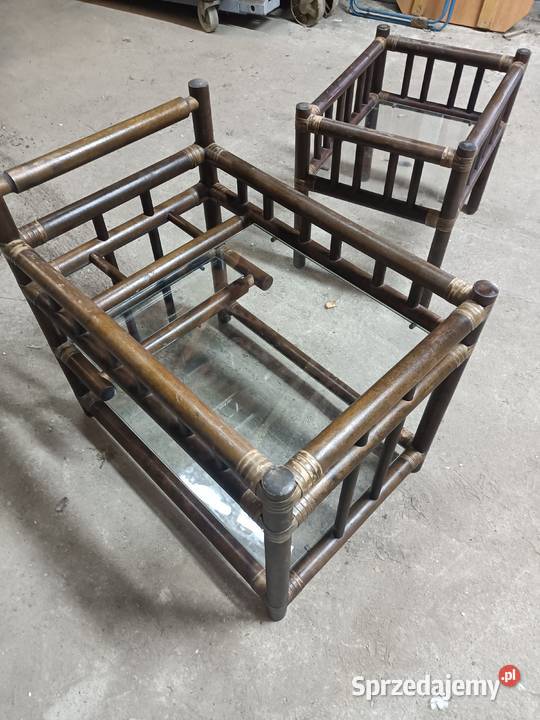 Stoliki kawowe rattanowe z szklanymi blatami Lubartów sprzedam