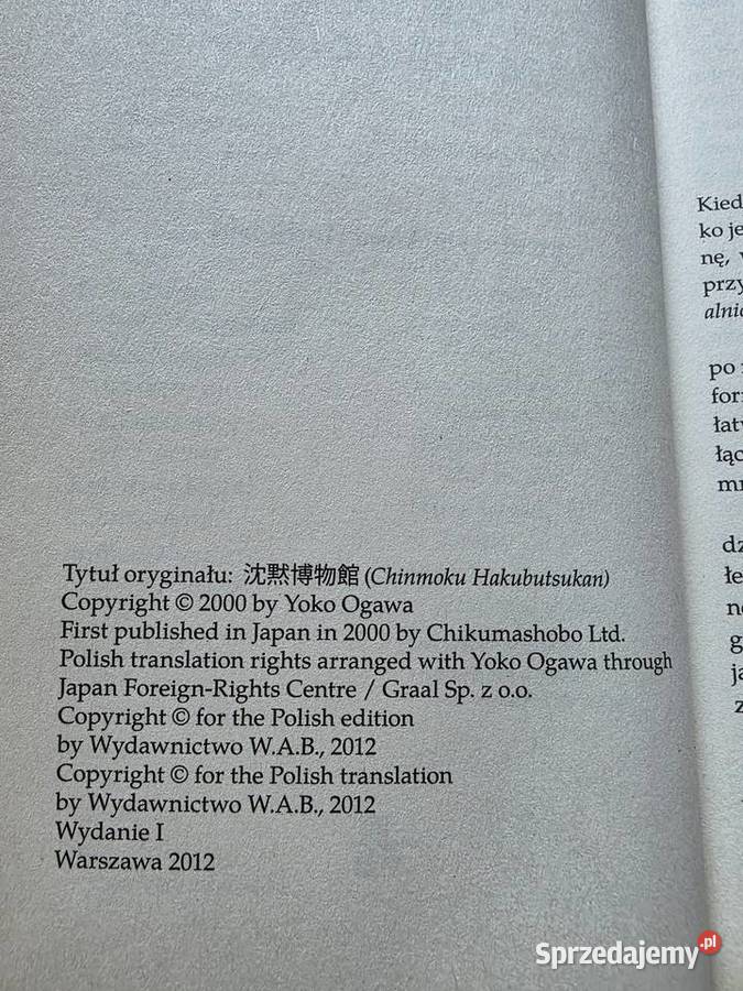 Muzeum ciszy Yoko Ogawa ISBN 9788377476352 Kraków