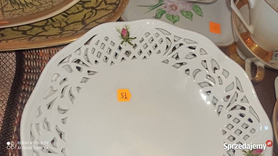 Patera miseczka ażur biała porcelana z różyczką Gdańsk