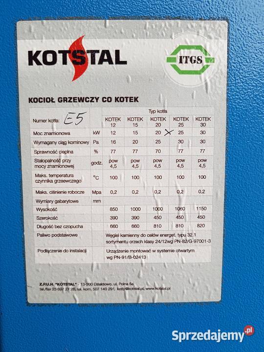Nowy Kocioł Kotstal Działdowo Drewno węgiel Gruczno sprzedam