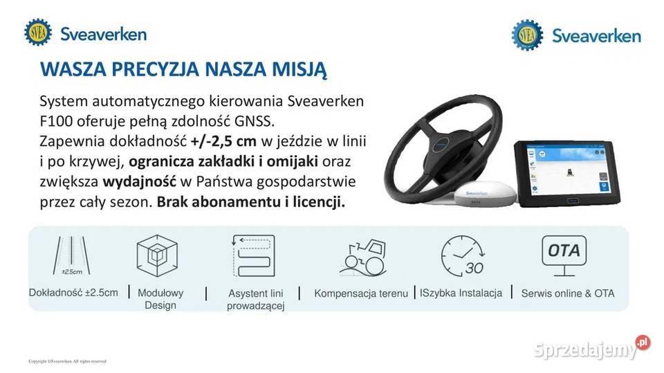 Sveaverken F100 System autmatycznego kierowania Łowicz sprzedam