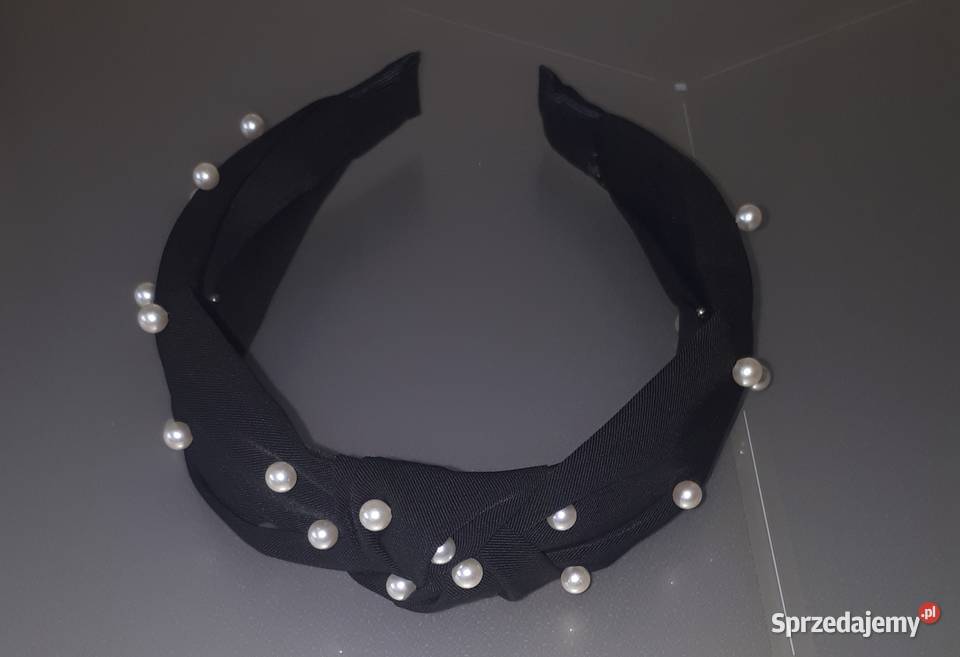 Opaska do włosów czarna turban perełki koraliki Warszawa