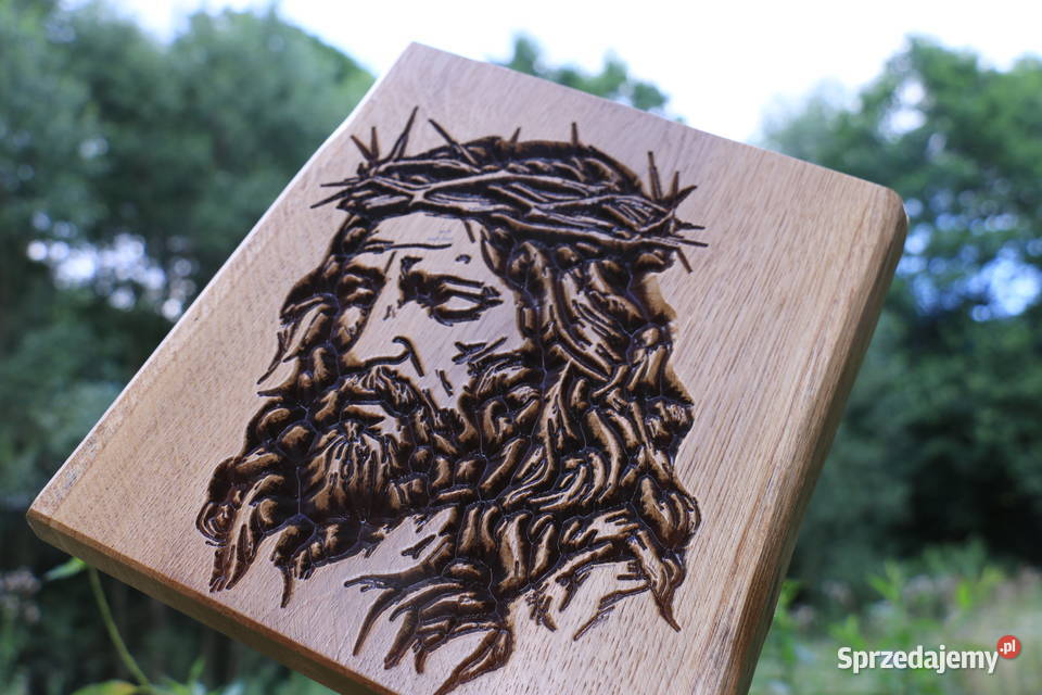 Jezus Grawer w drewnie dębowym podkarpackie Jasienica Rosielna