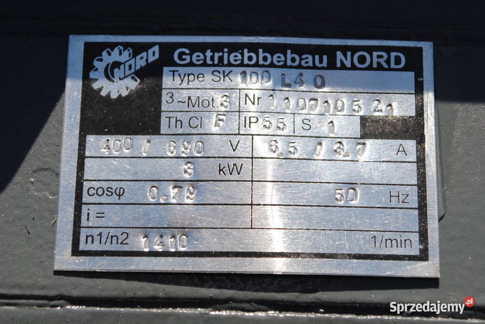 Motoreduktor kołnierzowy 3kw 68obrmin NORD Kargowa
