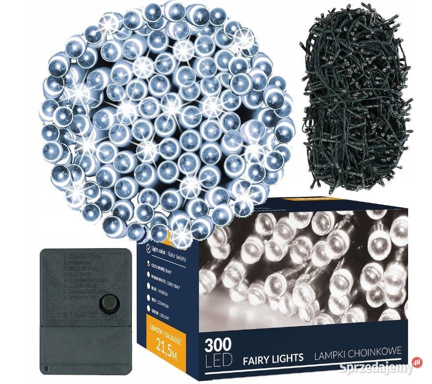 LAMPKI CHOINKOWE 300 LED 22m ZEWWEW BIAŁE