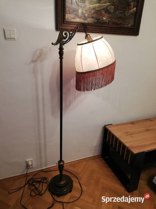 Lampa stojąca z abażurem przedwojenny Antyk Warszawa