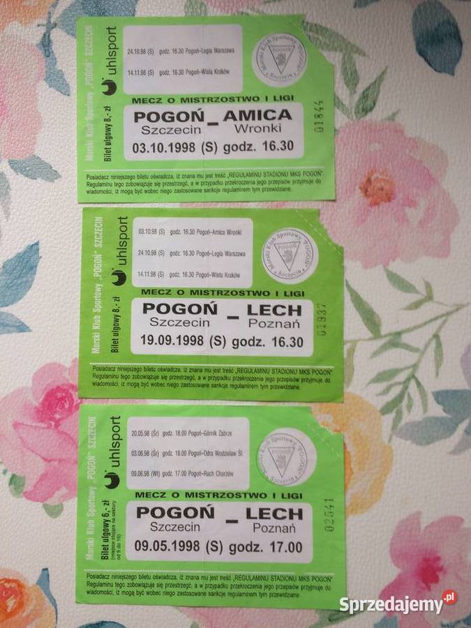 1163 Bilety Pogoni Szczecin 1998 R Antykwariat zachodniopomorskie