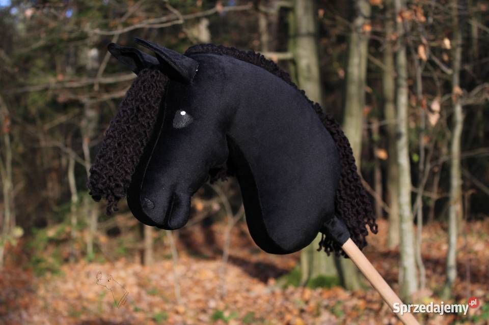 Hobby horse kary czarny konik na patyku zabawka lubelskie Lublin