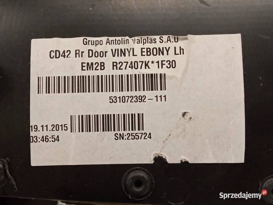 TAPICERKA BOCZEK LEWY TYŁ EM2BR27473A Ford świętokrzyskie