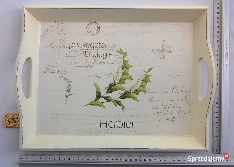 Drewniana taca kremowobiała decoupage shabby Lublin sprzedam