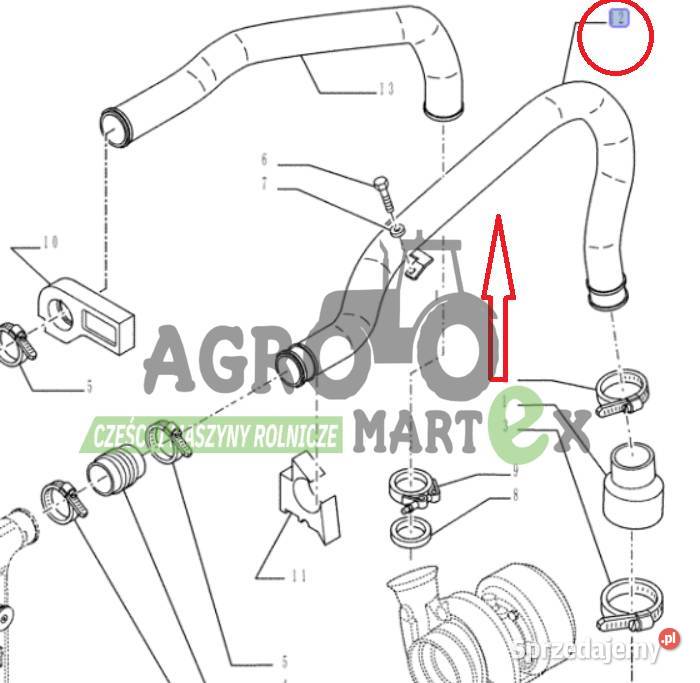 84136403 PRZEWÓD CHŁODNICY DOŁADOWANIA CNH Wichrów