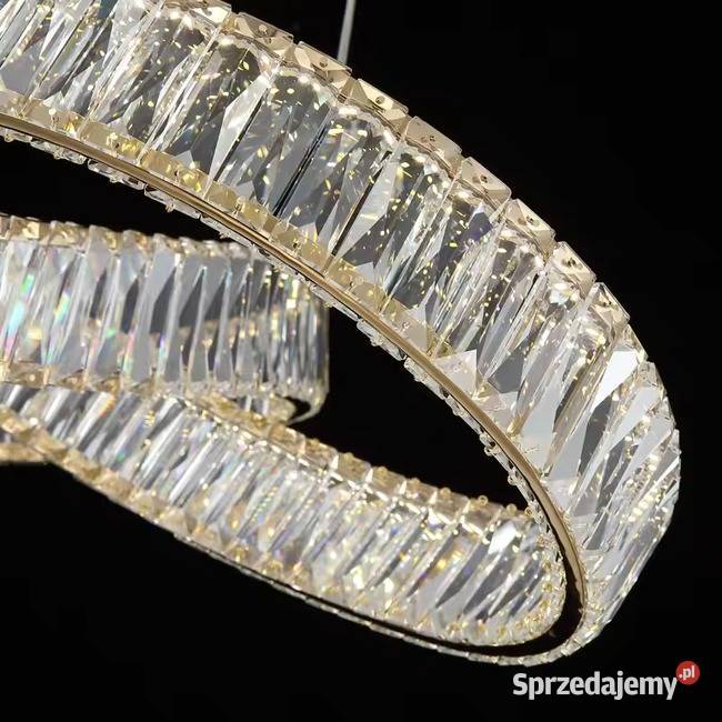 Złoty nowoczesny żyrandol kryształowy glamour mazowieckie Warszawa