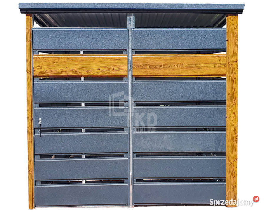 Wiata Śmietnikowa 12x1m drzwi drewnopodobny Altany i wiaty dolnośląskie Jelenia Góra