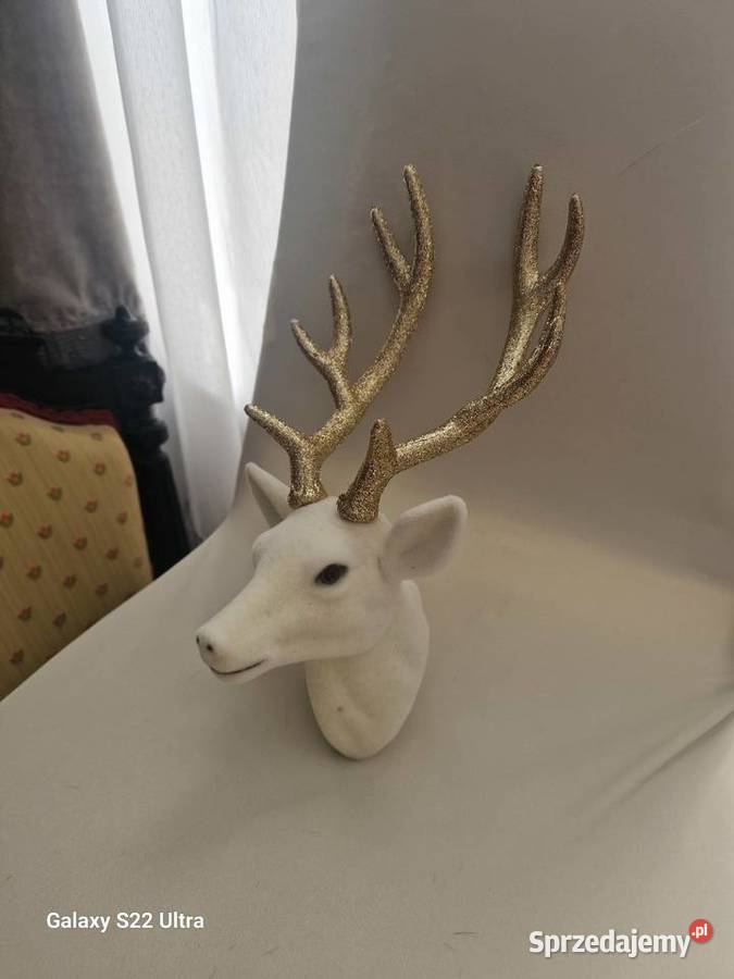 Welurowa głowa renifera biała duża łódzkie Skierniewice sprzedam