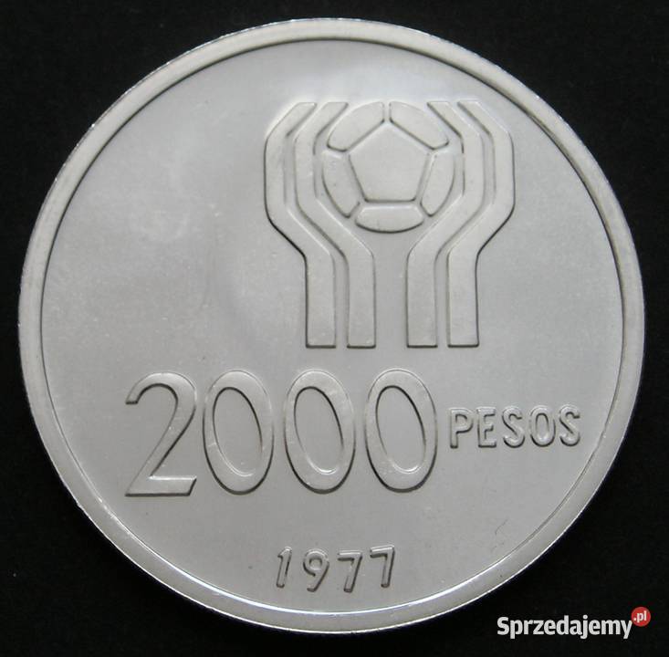 Argentyna 2000 pesos 1977 MŚ 1978 srebro stan 2 Łódź