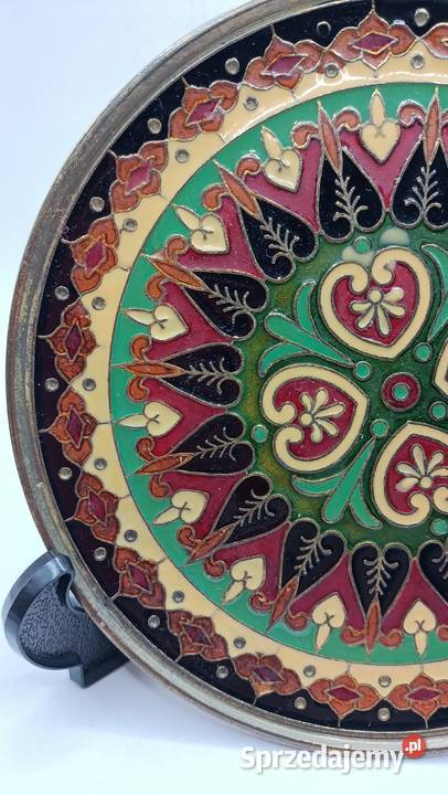 Mosiężny talerz dekoracyjny mniejszy Cloisonne Zamość