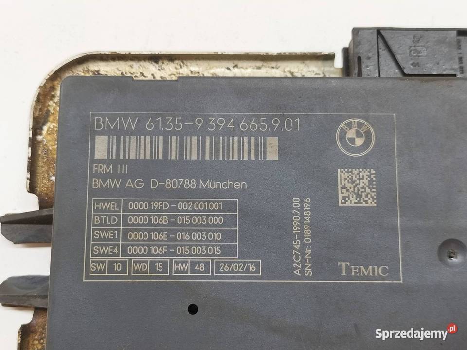 MODUŁ ŚWIATEŁ 9394665 20 D 190 Bmw Seria 5 VI Komputery