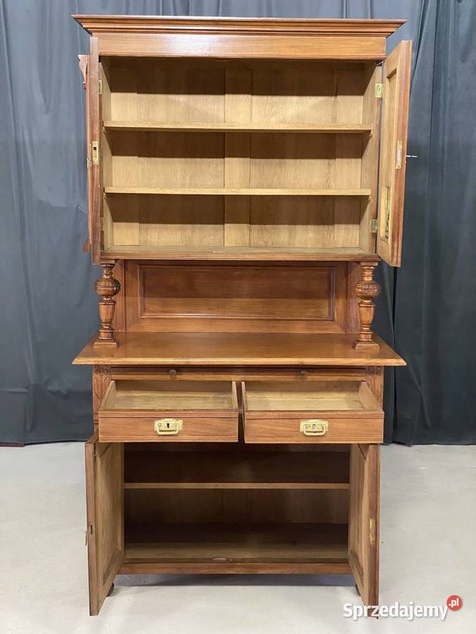 Kredens secesyjny witraże rzeźbienia antyk