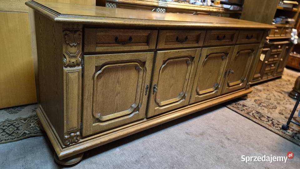 Duża komoda dębowa rzeźbiona dąb rustykalny