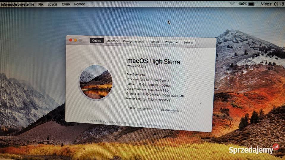 Apple Macbook Pro 256GB ssd 500GB HDD 16GB RAM Warszawa
