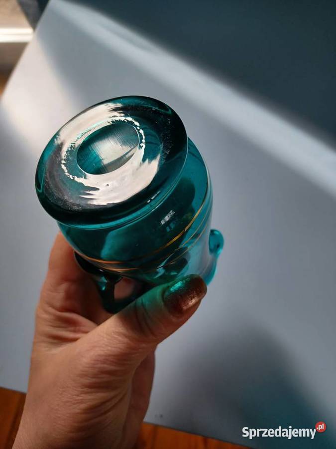 Stary szmragdowy mlecznik szklany Ząbkowice Łódź