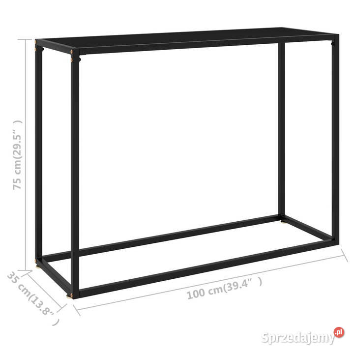 Stolik konsolowy czarny 100x35x75 szkło mazowieckie