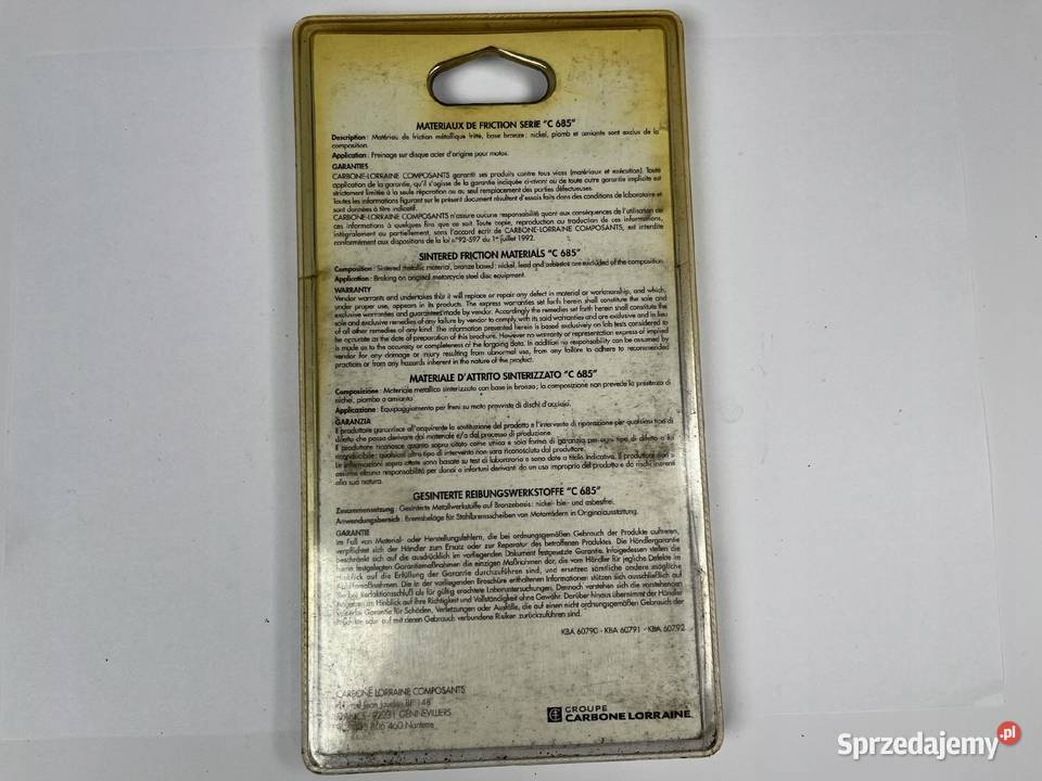 CARBONE LORRAINE Klocki hamulcowe zam EBC FA190 Łobżenica