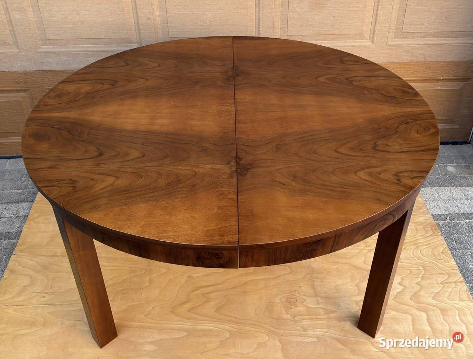 Stół Owalny Orzech 137x120 ART DECO Rozkładany Warszawa