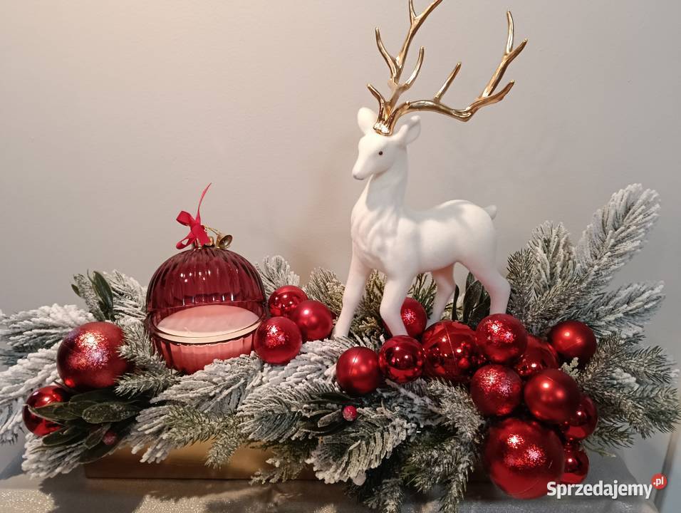Stroik Świąteczny ze świecą i reniferem Pozostałe Łysiec