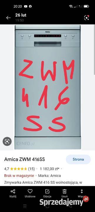 Stopki zmywarka Amica 416 ss Krajenka