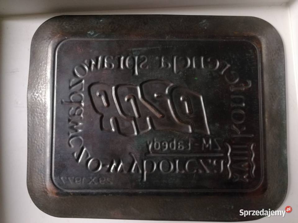Miedziana pamiątkowa taca PZPR PRL lata 70te ZM Kraków