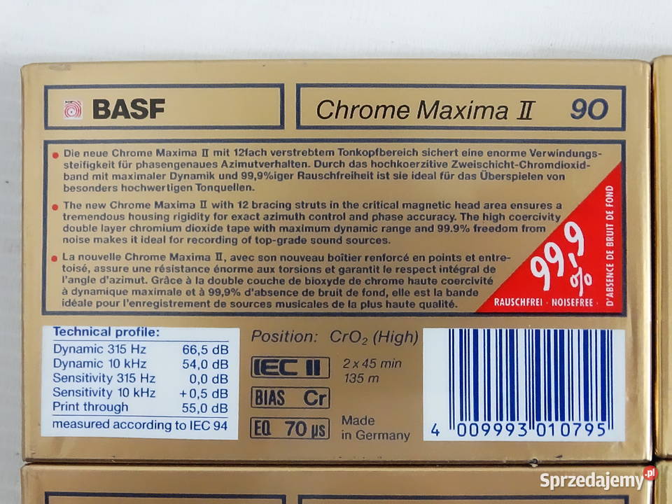Nowe Kasety Magnetofonowe BASF Chrome Maxima II Płyty i kasety lubelskie Biłgoraj