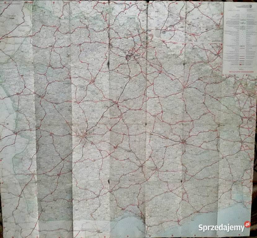 Mapa Polski samochodowa PZMot 1989 PRL 2 Rok wydania 1989 Piotrków Trybunalski