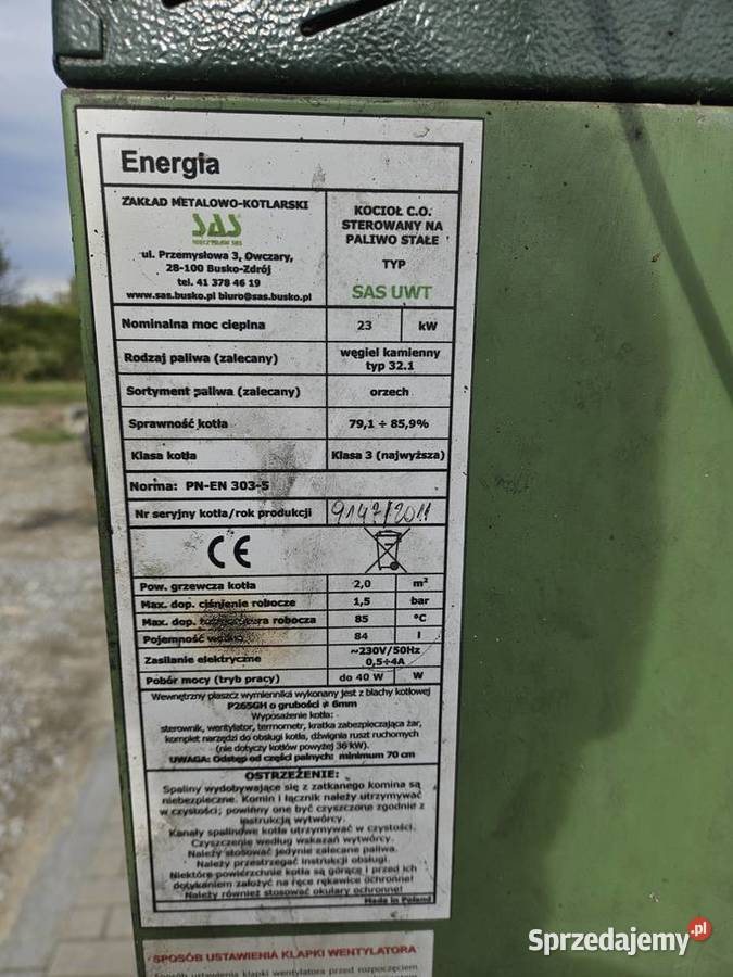 Piec na drewno węgiel paliwo stałe 23KW SAS Piece wolnostojące