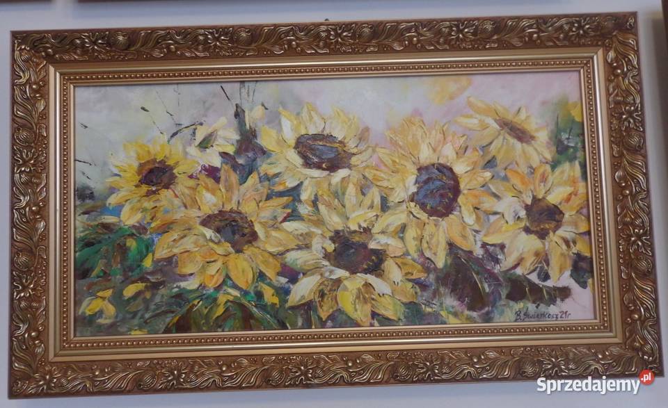 Obraz olejny RADOŚĆ W SŁONECZNIKACH małopolskie Rabka-Zdrój sprzedam