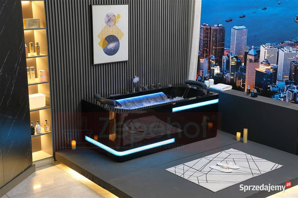 Czarna wanna z hydromasażem EBX869 prostokątna Łazienka sprzedam